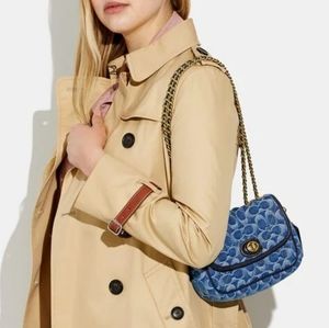 Pillow Madison Shoulder Bag 18 In Signature Denim With Quilting